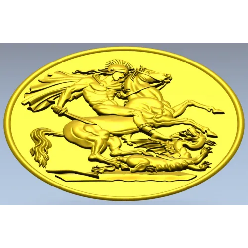 Saint George Medallion STL - high relief 3D model for CNC