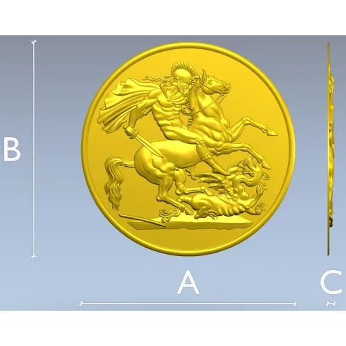Saint George Medallion STL - high relief 3D model for CNC