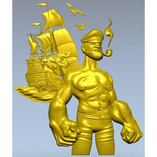 Captain Brine - nautical 3D STL model for CNC milling