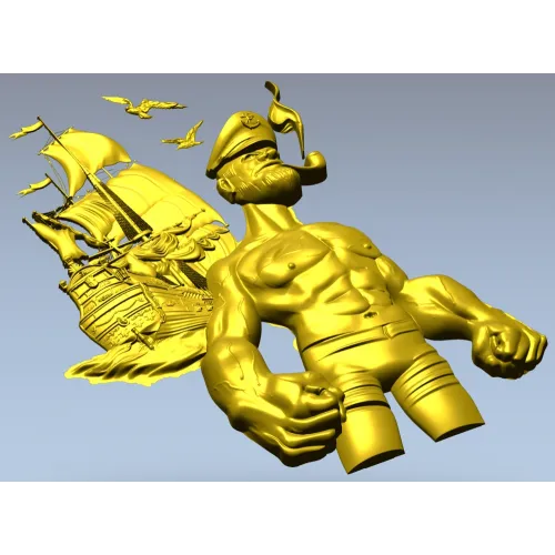 Captain Brine - nautical 3D STL model for CNC milling