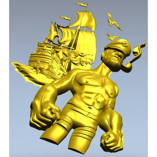 Captain Brine - nautical 3D STL model for CNC milling