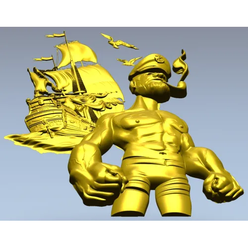 Captain Brine - nautical 3D STL model for CNC milling