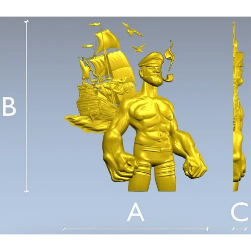Captain Brine - nautical 3D STL model for CNC milling