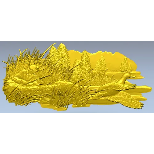 Marsh Ambush - CNC-ready high-relief hunting scene STL