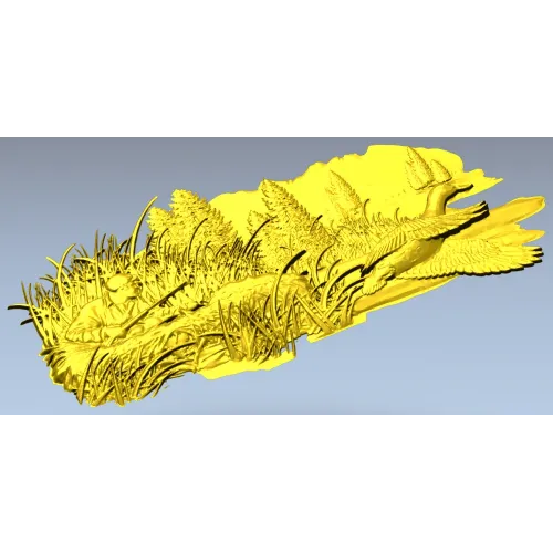 Marsh Ambush - CNC-ready high-relief hunting scene STL