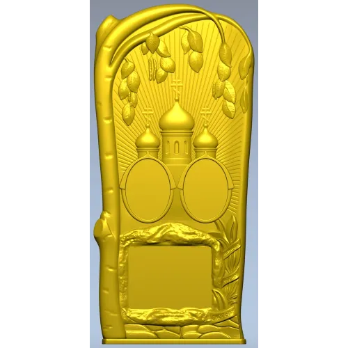 Tomb Plaque with Church Domes - STL 3D Model for CNC