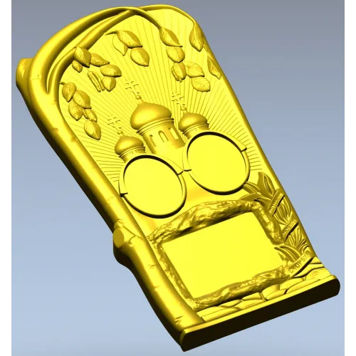 Tomb Plaque with Church Domes - STL 3D Model for CNC