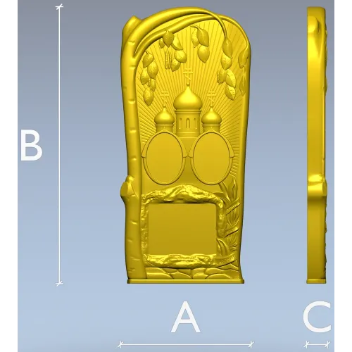 Tomb Plaque with Church Domes - STL 3D Model for CNC