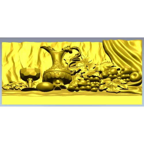 Still life ewer and grapes - STL relief for CNC