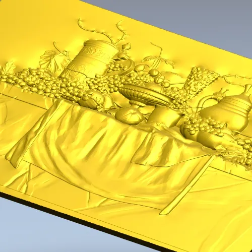 Виноградный натюрморт - рельефная 3D модель в формате STL