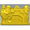 Yuletide Fireplace Relief - STL 3D model for CNC carving
