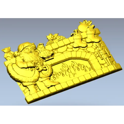 Yuletide Fireplace Relief - STL 3D model for CNC carving