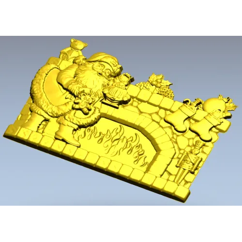 Yuletide Fireplace Relief - STL 3D model for CNC carving