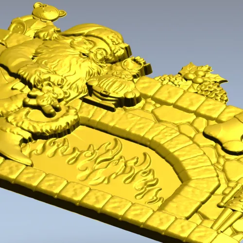 Yuletide Fireplace Relief - STL 3D model for CNC carving
