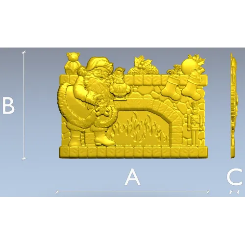 Yuletide Fireplace Relief - STL 3D model for CNC carving
