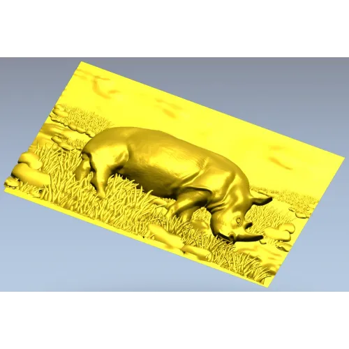 Носорог в траве - 3D панно STL для ЧПУ