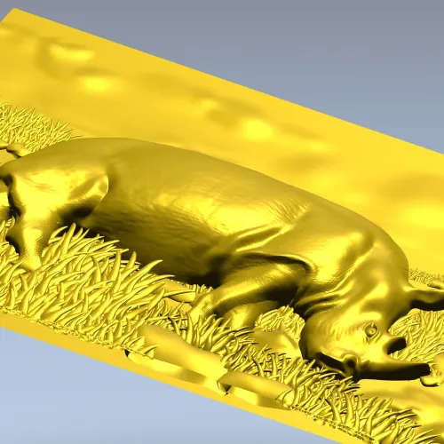 Носорог в траве - 3D панно STL для ЧПУ