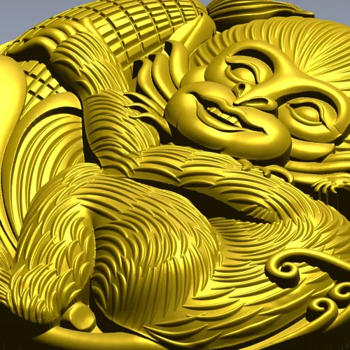 Playful Monkey Round Relief - STL 3D model for CNC