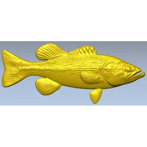 Реалистичная STL 3D модель окуня для ЧПУ - барельеф для фрезера
