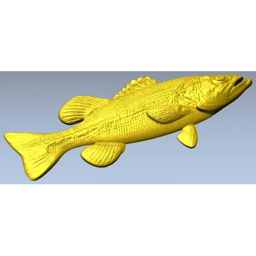Реалистичная STL 3D модель окуня для ЧПУ - барельеф для фрезера