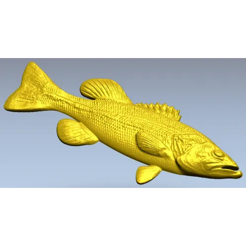 Реалистичная STL 3D модель окуня для ЧПУ - барельеф для фрезера
