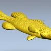 Реалистичная STL 3D модель окуня для ЧПУ - барельеф для фрезера