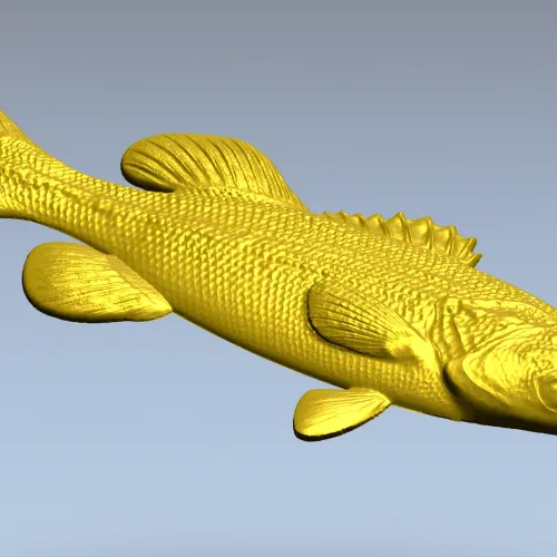 Реалистичная STL 3D модель окуня для ЧПУ - барельеф для фрезера