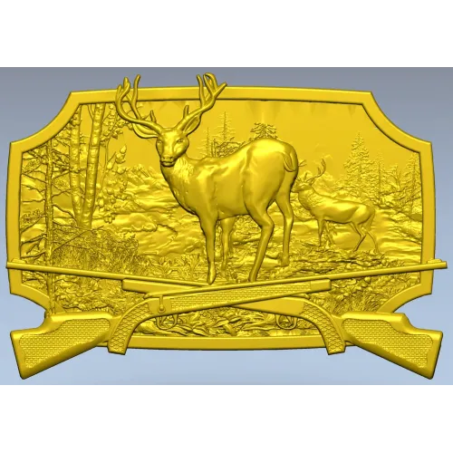 Stag in Forest High-Relief STL for CNC