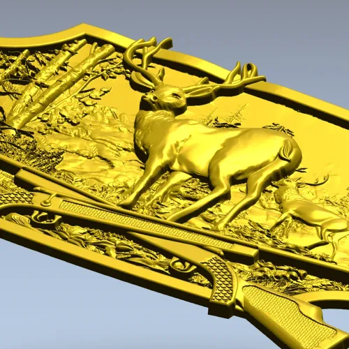 Stag in Forest High-Relief STL for CNC
