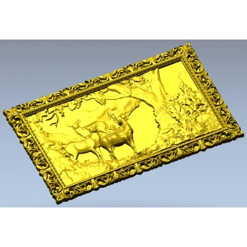 Олени в лесу - рельефная 3D модель STL для ЧПУ