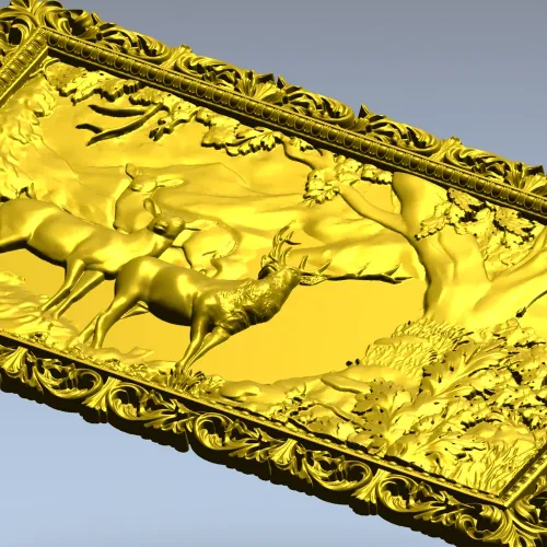 Олени в лесу - рельефная 3D модель STL для ЧПУ