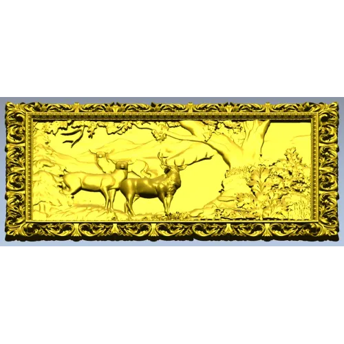 Олени в лесу - рельефная 3D модель STL для ЧПУ