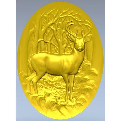 Oval Stag Relief - STL 3D Model for CNC Milling