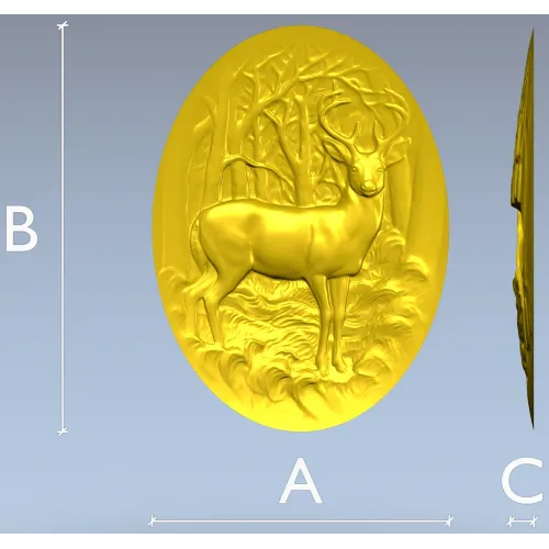 Oval Stag Relief - STL 3D Model for CNC Milling