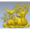 Forest Harmony - Deer, Rabbit & Bird Relief STL 3D Model for CNC