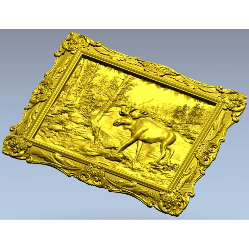 Framed Moose Relief - STL 3D Model for CNC Carving
