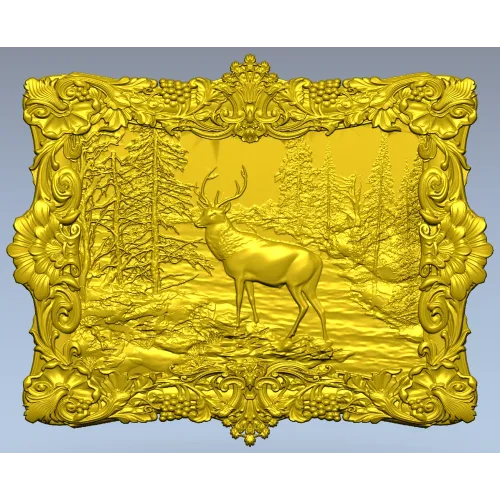 Forest Stag Relief - high-relief STL 3D model for CNC