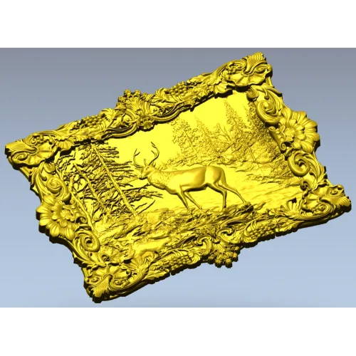 Forest Stag Relief - high-relief STL 3D model for CNC
