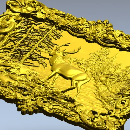 Forest Stag Relief - high-relief STL 3D model for CNC