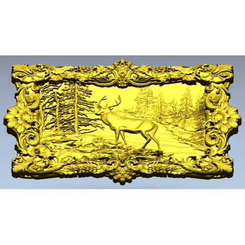 Forest Stag Relief - high-relief STL 3D model for CNC