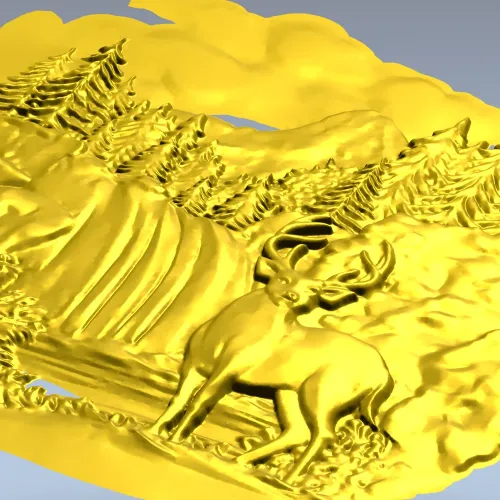 Олень у водопада - 3D модель STL для ЧПУ