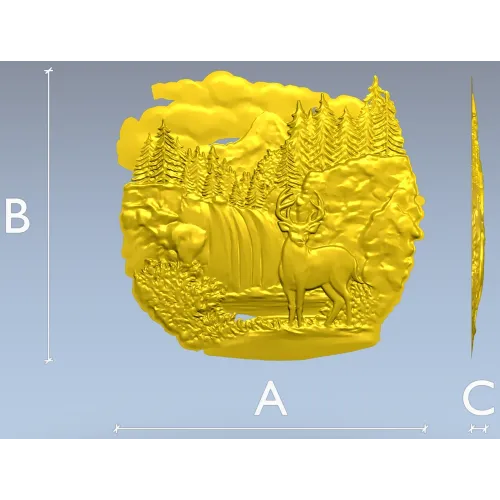 Олень у водопада - 3D модель STL для ЧПУ