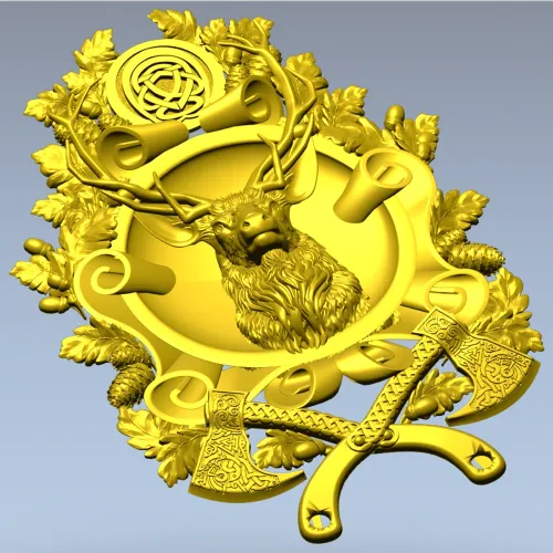 Олений трофей в рамке - STL 3D модель для ЧПУ