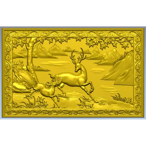 Stag and Fawn Relief Panel STL