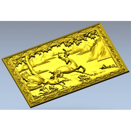 Stag and Fawn Relief Panel STL