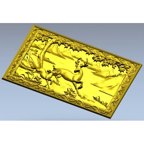 Stag and Fawn Relief Panel STL