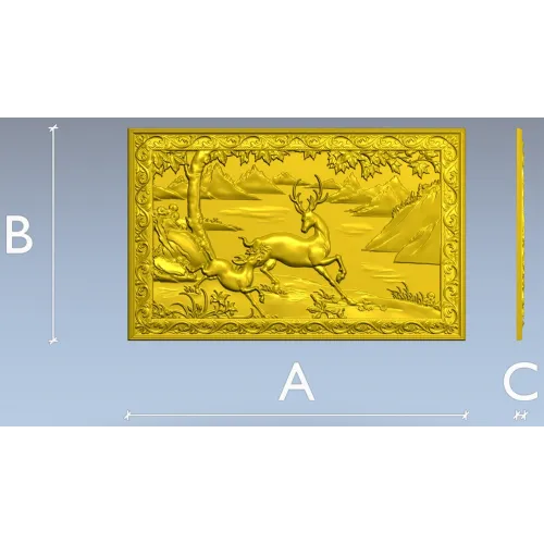 Stag and Fawn Relief Panel STL