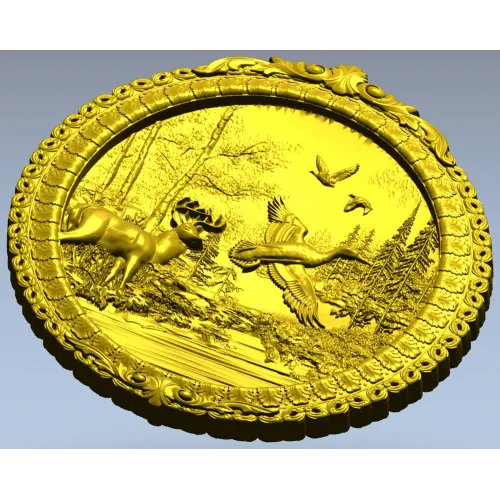 Forest Harmony Medallion - round high-relief STL for CNC
