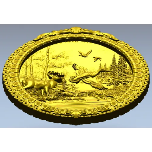 Forest Harmony Medallion - round high-relief STL for CNC