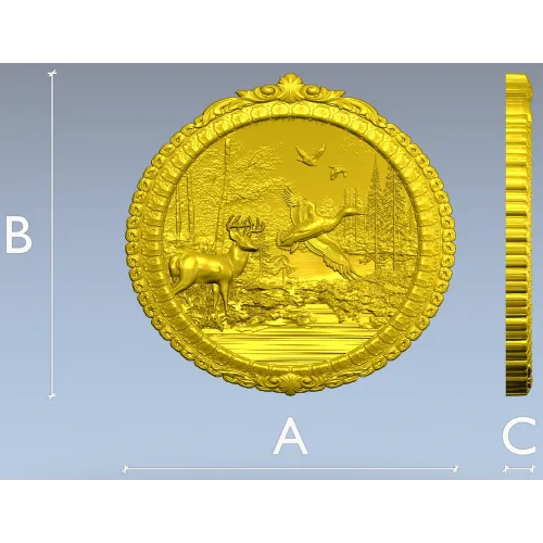 Forest Harmony Medallion - round high-relief STL for CNC